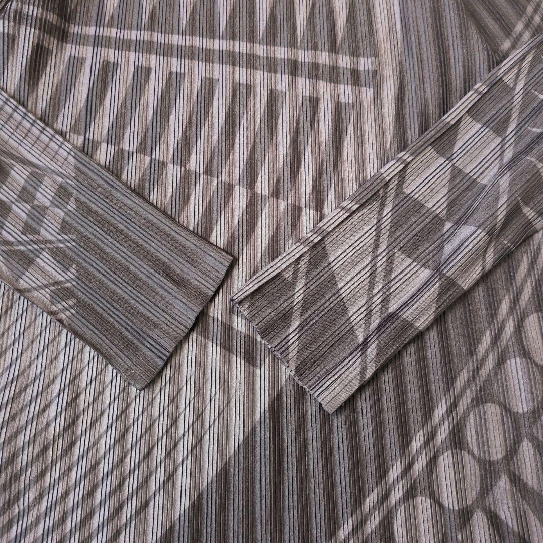 【美品】プリーツプリーズ チュニック ワンピース 長袖 ハイネック 総柄 3