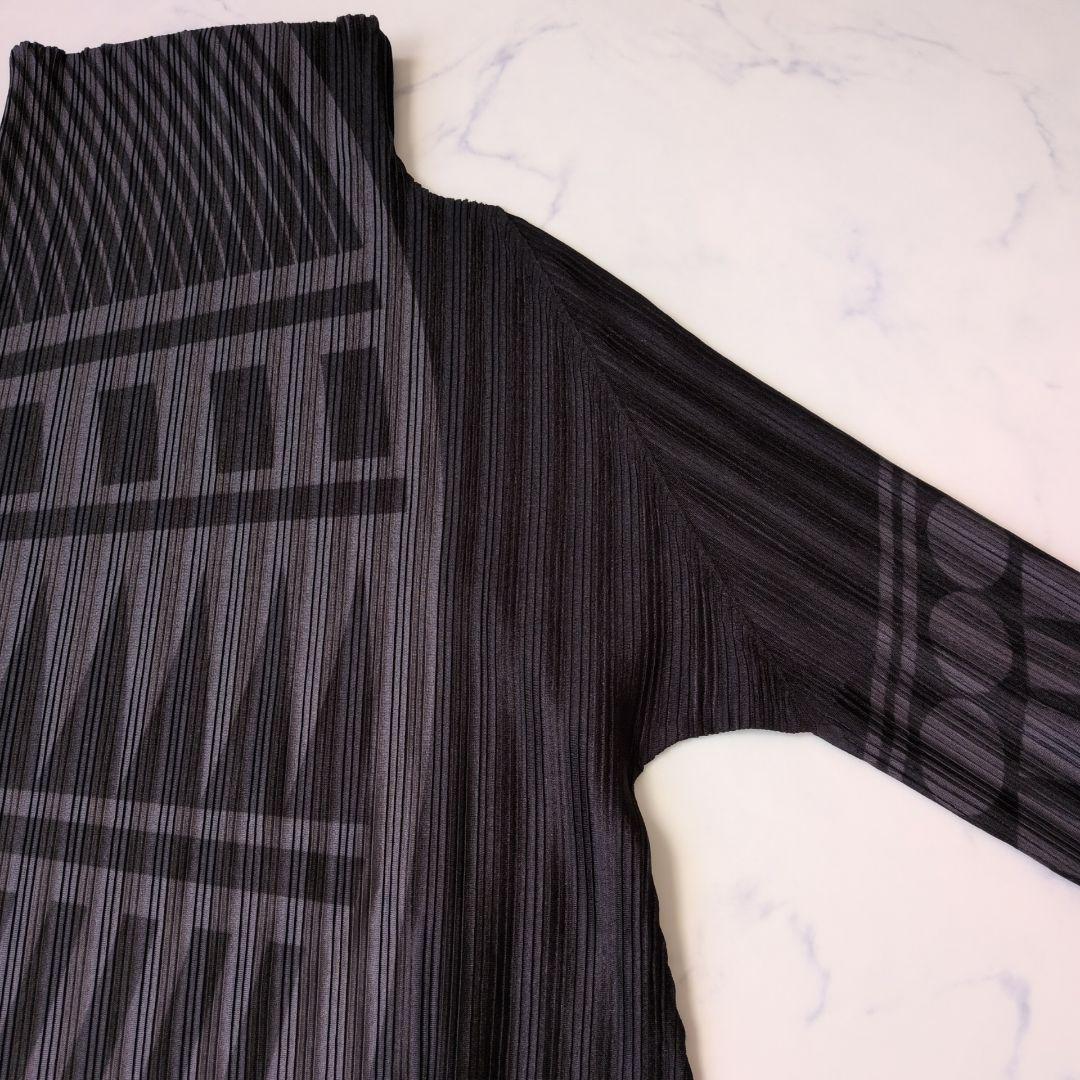 【美品】プリーツプリーズ チュニック ワンピース 長袖 ハイネック 総柄 3