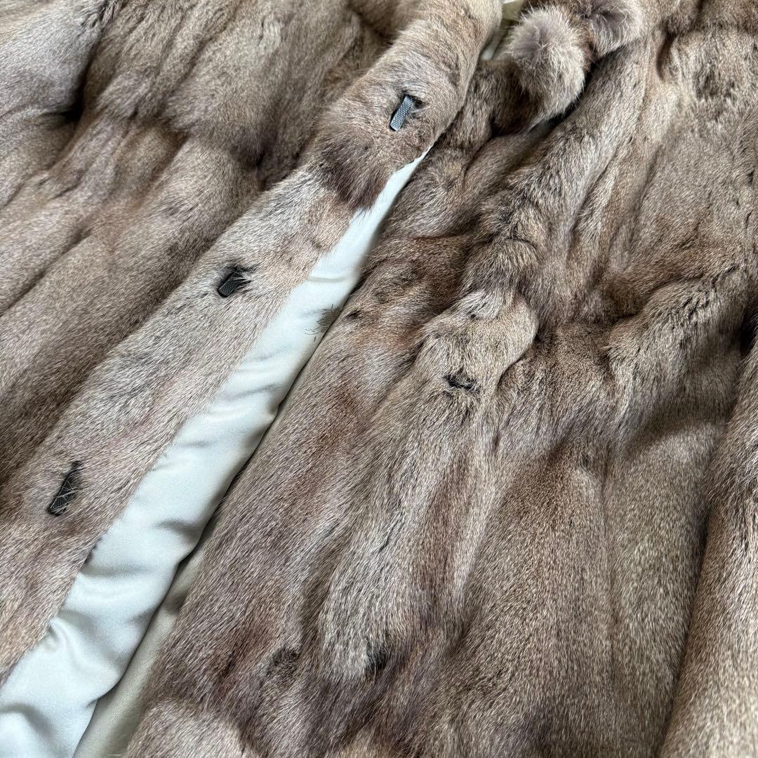 【美品】EMBA エンバ ロシアンリス ロリス 毛皮コート 11号 ベージュ系