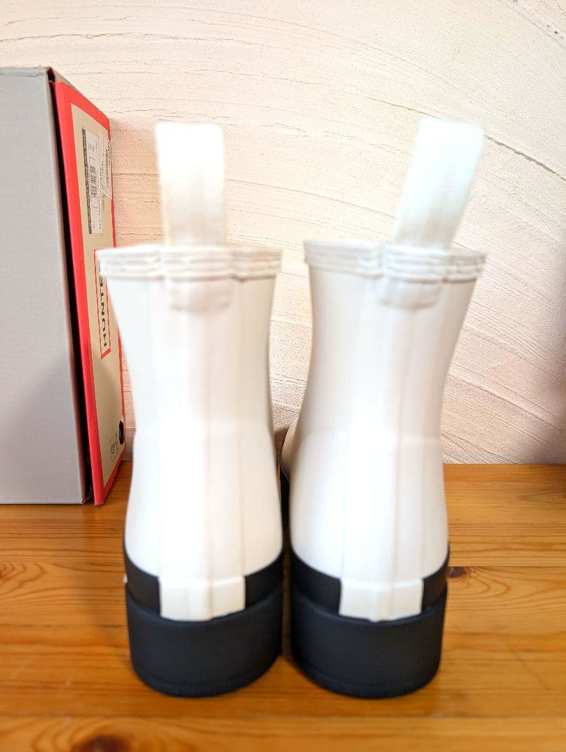 新品未使用　HUNTER ホワイト ショート　レインブーツ