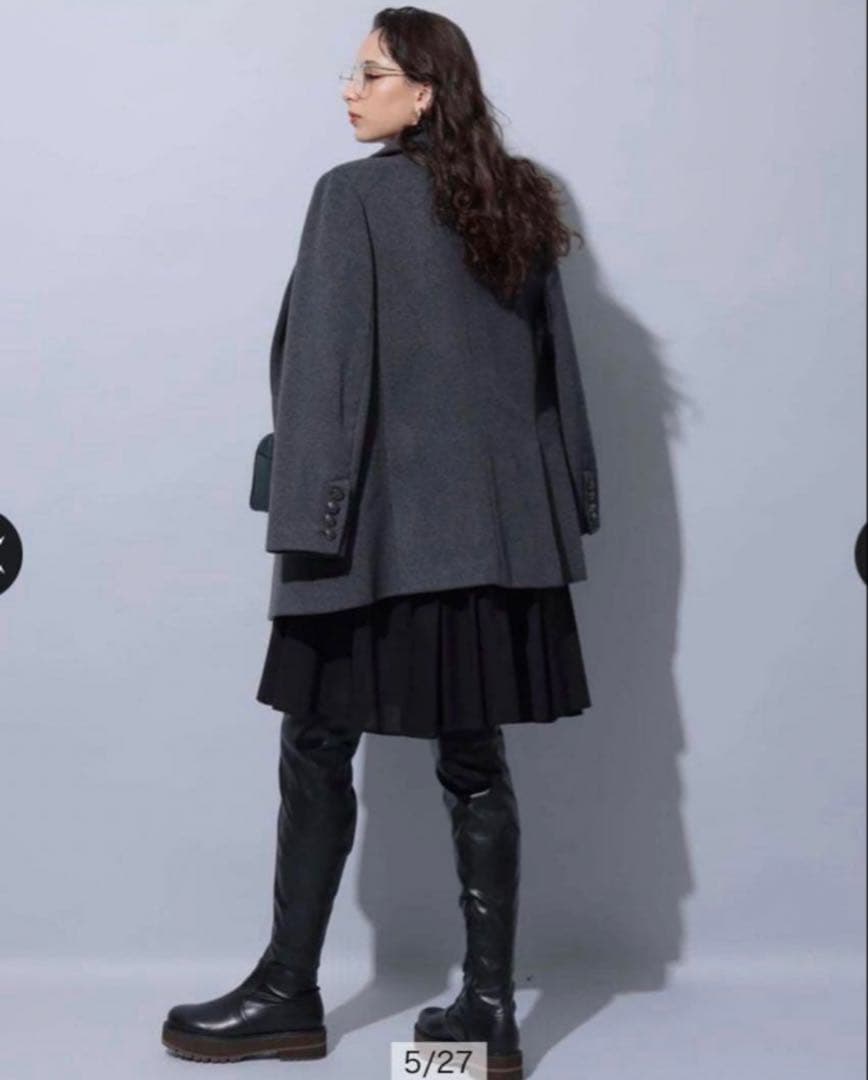 Arpege story Wジャケットコート　Wボタンジャコット　チャコール