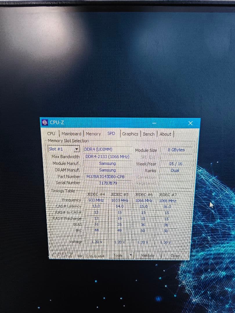 Samsung DDR4 8GBx2(16Gb)メモリ 2133MHz