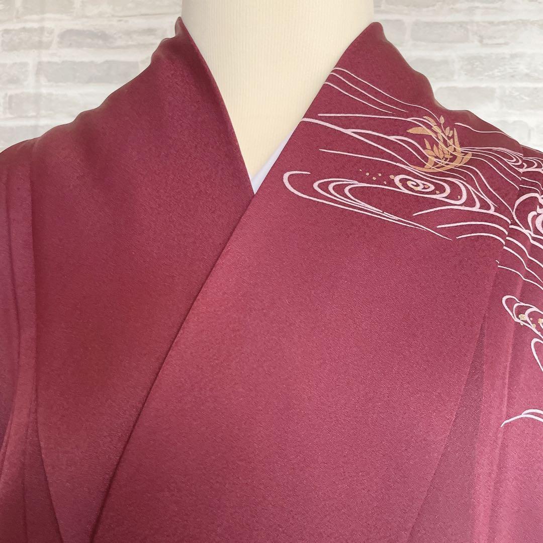 訪問着　フルセット　鳳凰　房亀　荒波　花丸紋　金彩加工　鮮やか　躍動的　Q3