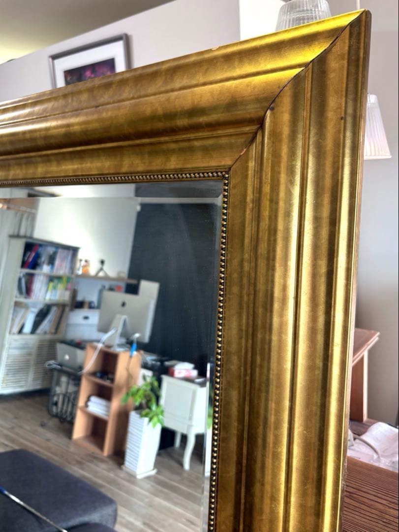 【引取り限定】IKEA 特大全身鏡 アンティークゴールド