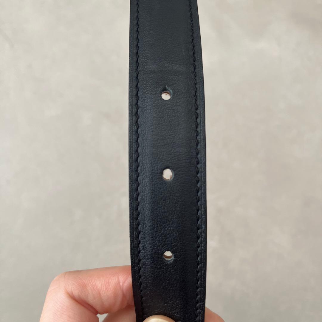 HERMES ブラックレザーベルト H型バックル
