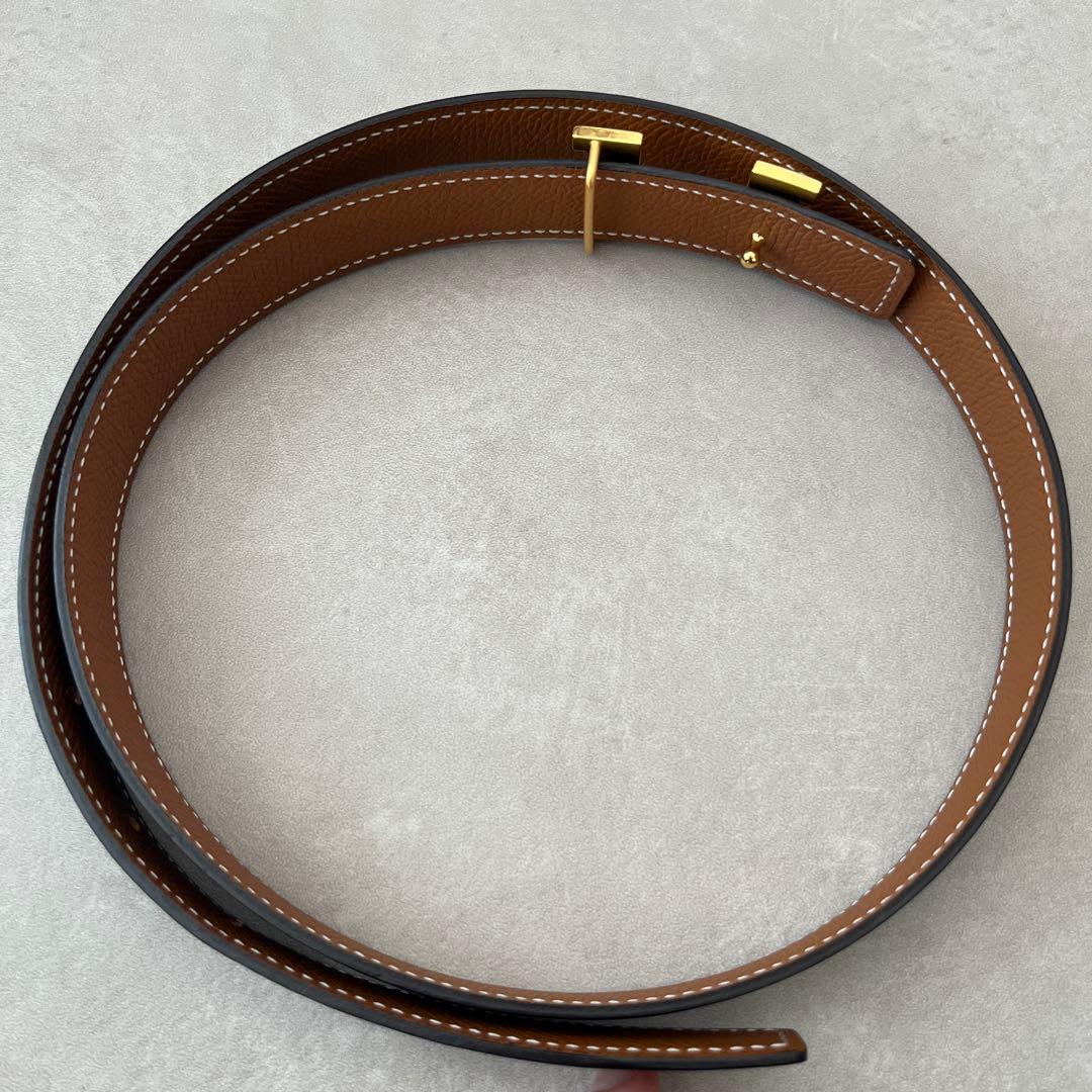 HERMES ブラックレザーベルト H型バックル