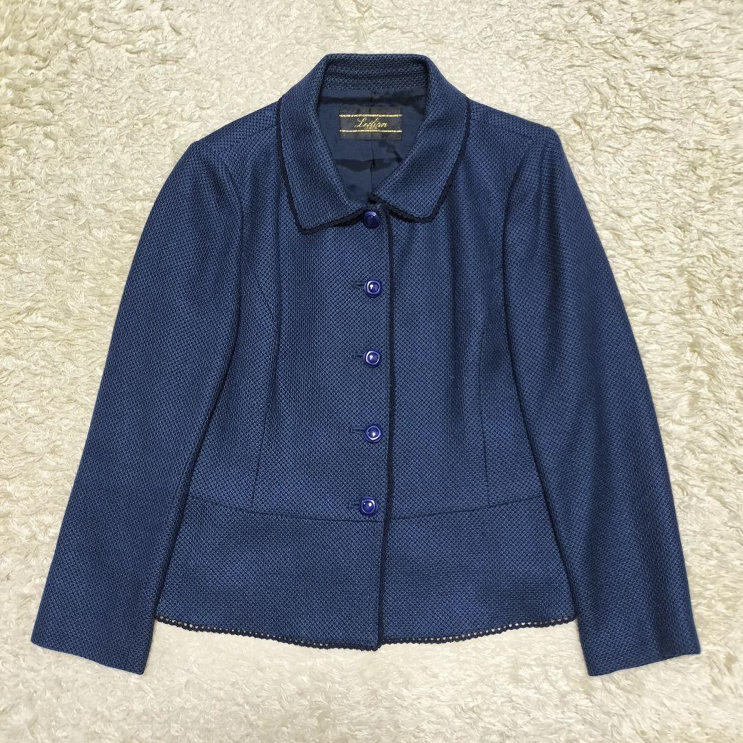 【大きいサイズ】Lelian レリアン フォーマルスーツ シルク混 13号