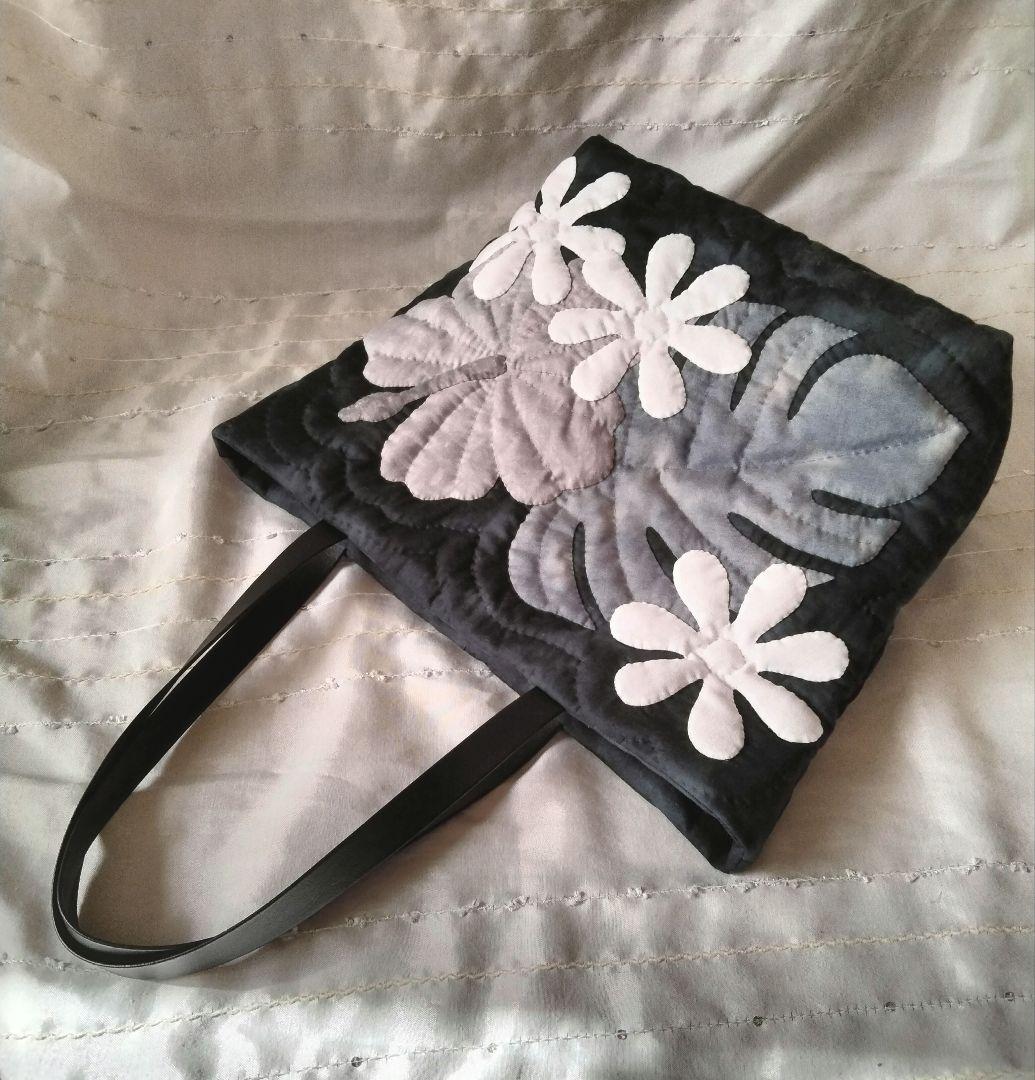 ☆269.ハワイアンキルト・バッグ・ハイビスカス＆ティアレ＆モンステラ