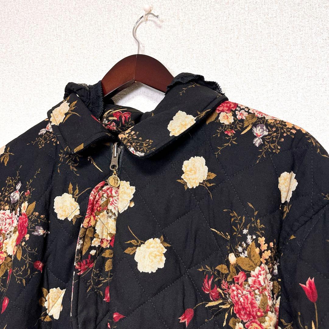 ketty リバーシブル ブルゾン ジャンパー 刺繍 花柄 フード ワッペン　黒