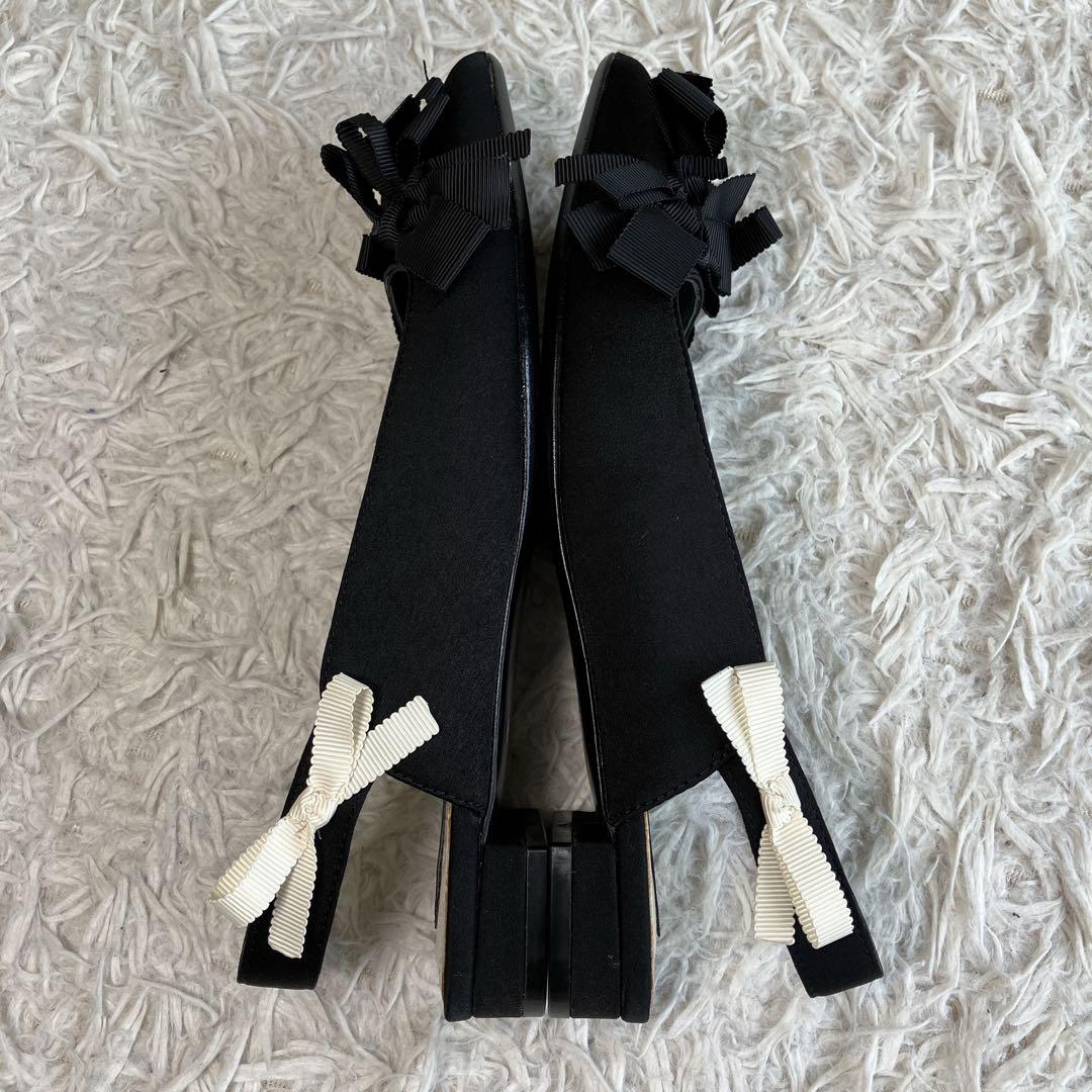 TSURU by MARIKO OIKAWA ブラックリボンデザイン ミュール