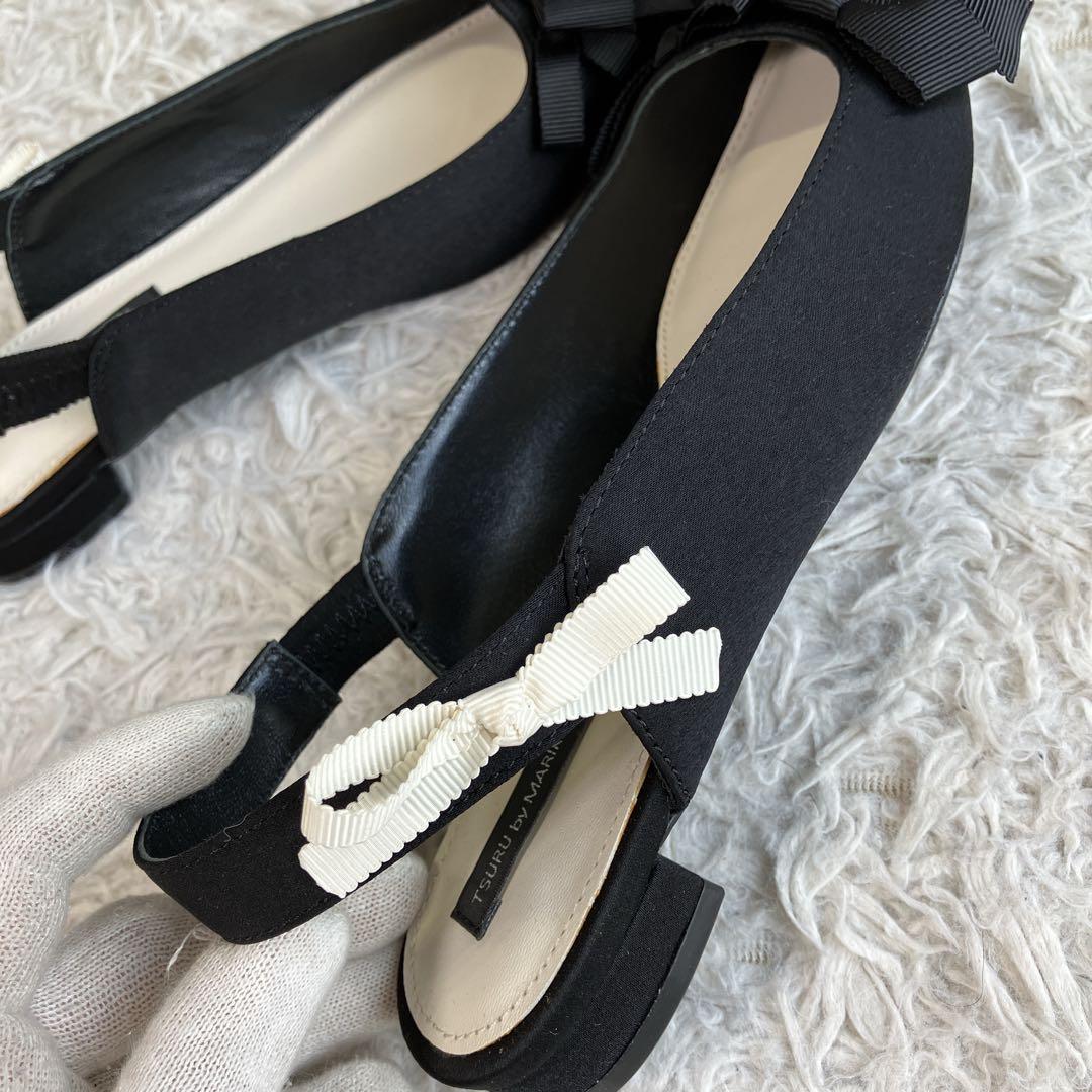 TSURU by MARIKO OIKAWA ブラックリボンデザイン ミュール