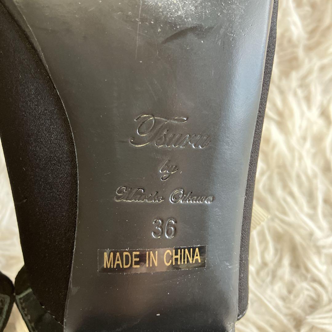 TSURU by MARIKO OIKAWA ブラックリボンデザイン ミュール