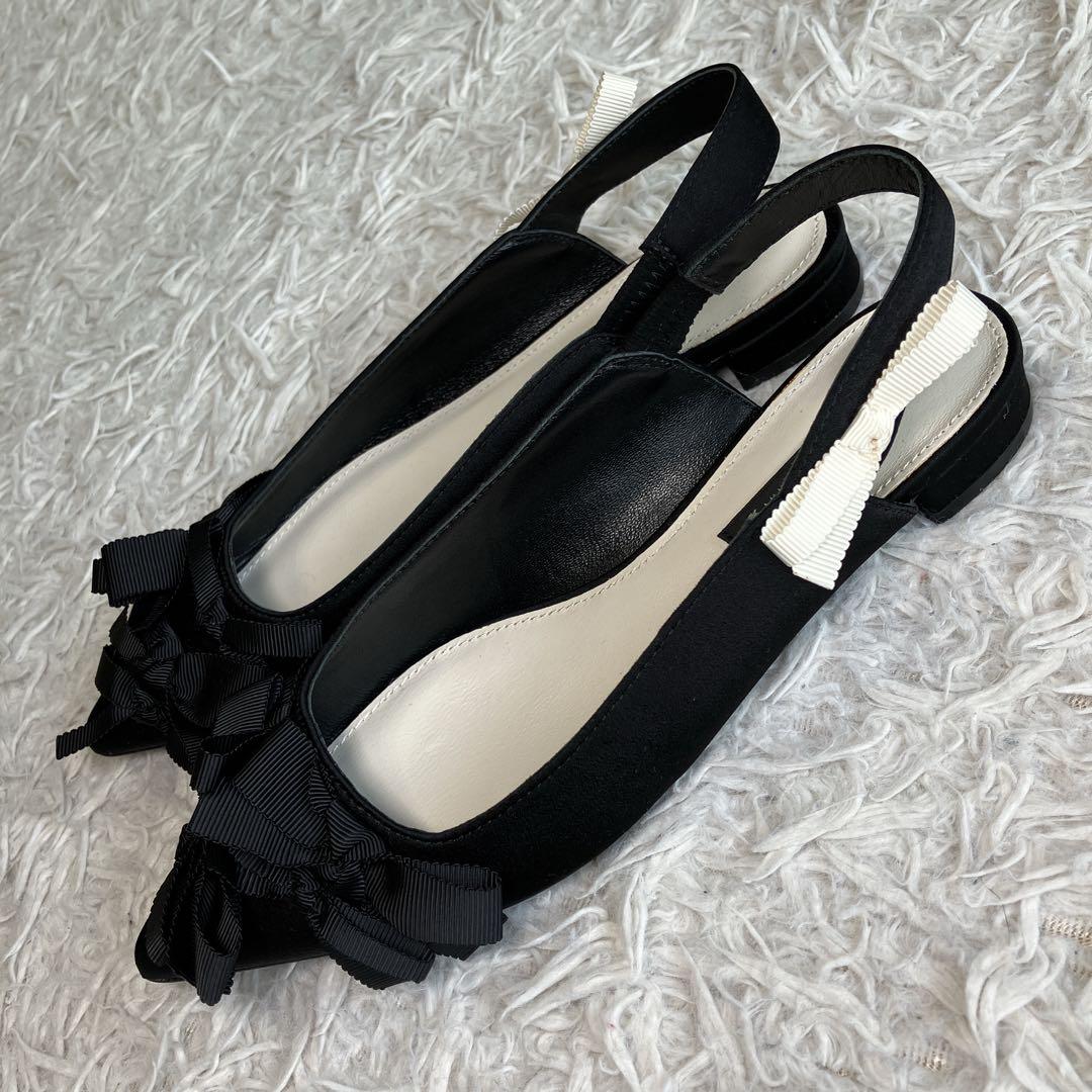 TSURU by MARIKO OIKAWA ブラックリボンデザイン ミュール