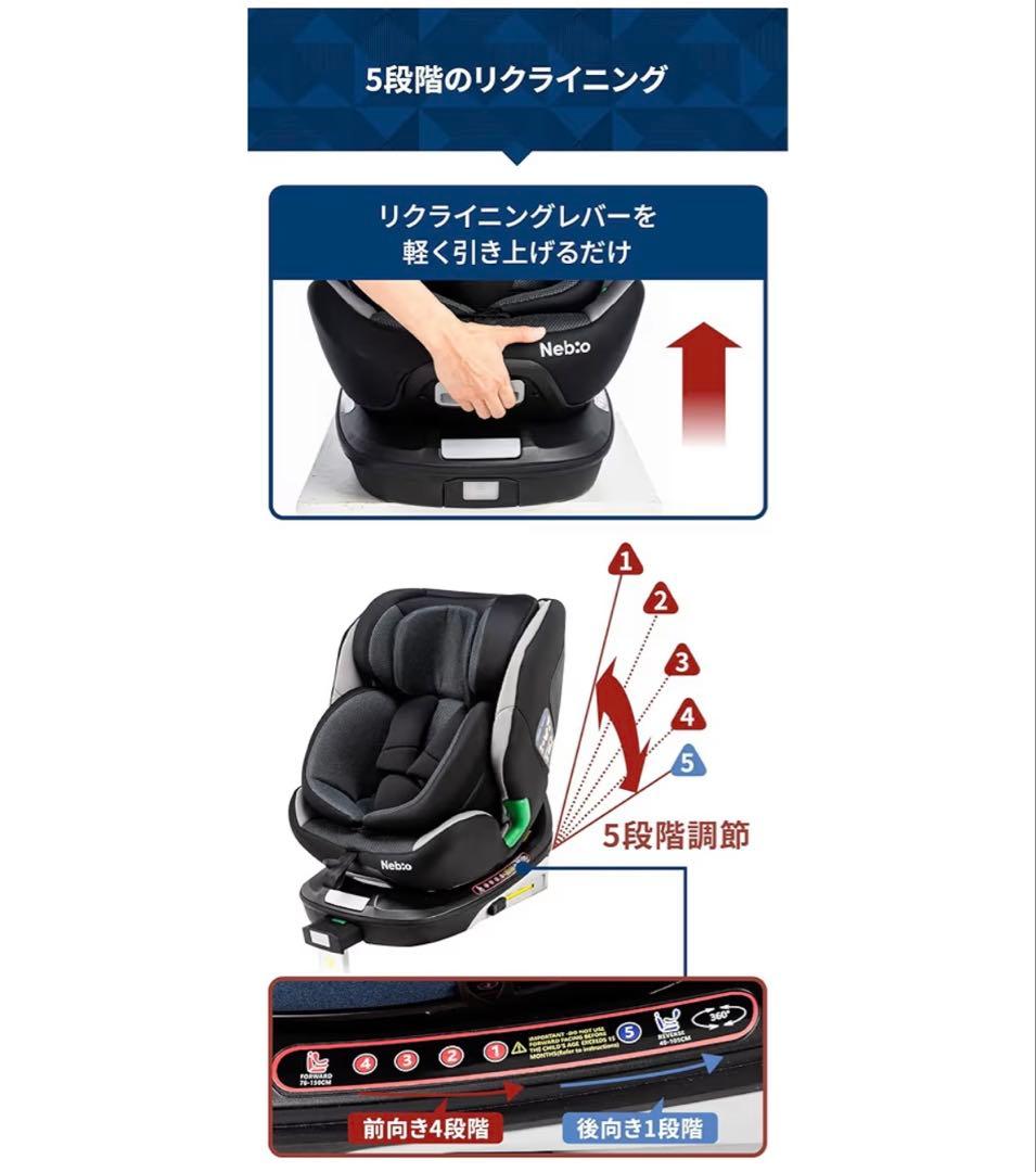 Nebio チャイルドシート 新生児 回転式 ISOFIX R129適合