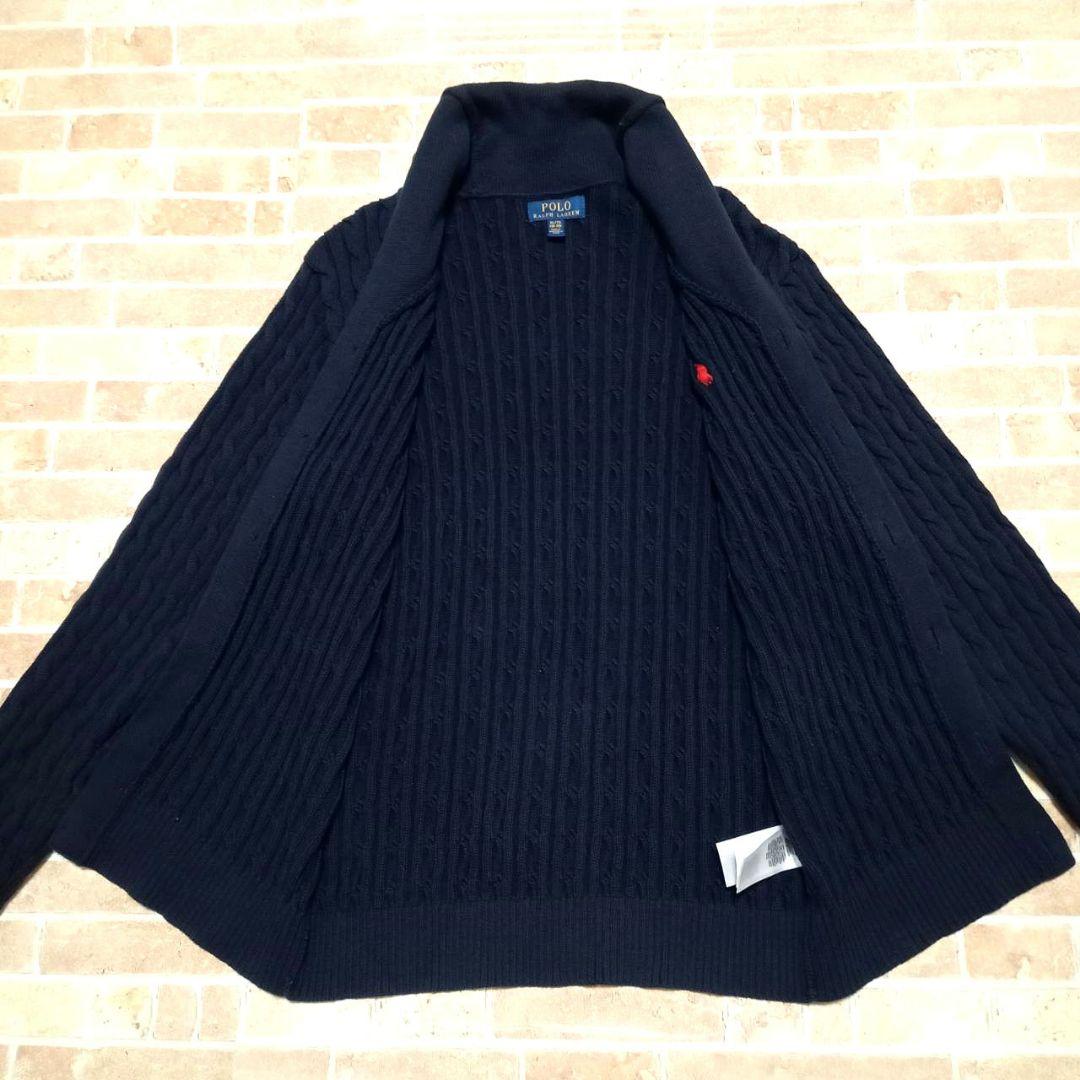 【未使用】ラルフローレン　ネイビー カーディガン　くるみボタン　XL