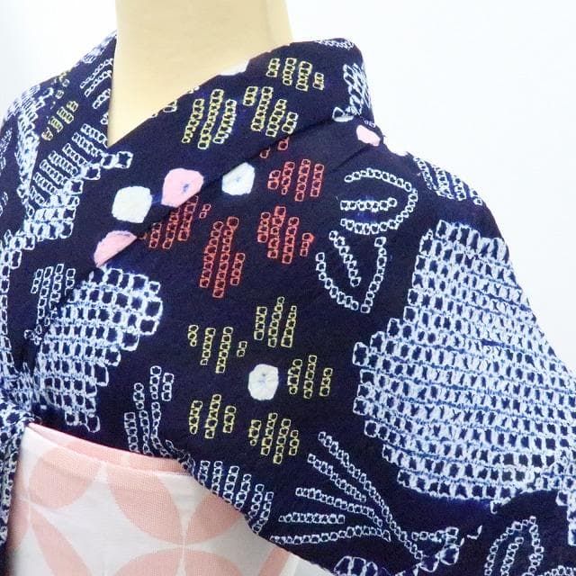 Y3422◆有松鳴海絞り 綿 手縫い仕立て 高級浴衣 洗える夏着物