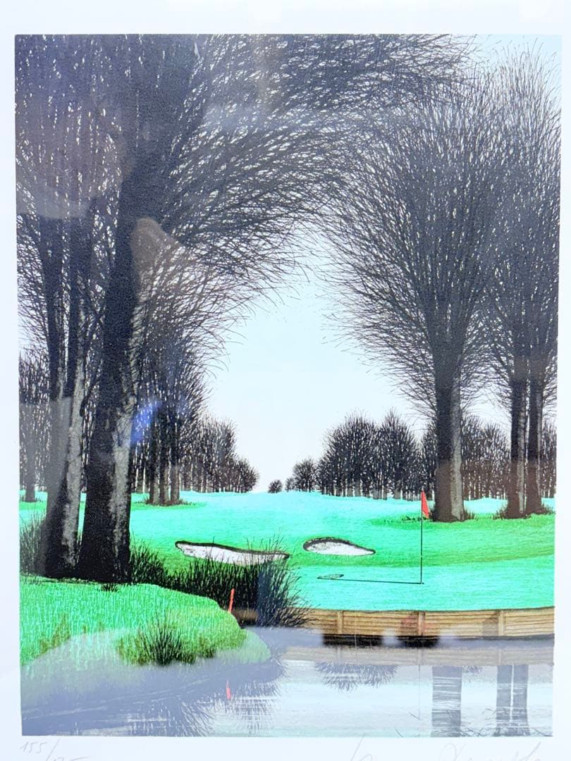 ジャック・デペルト 絵画 ゴルフ場 風景画 リトグラフ 直筆サイン