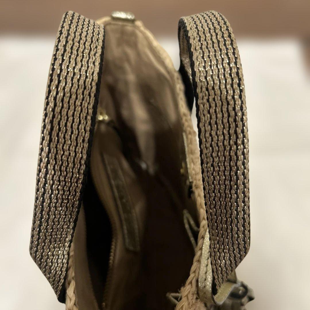 ヴィオラドーロ　かごショルダーバッグ　2wayミニ　ゴールド　ラフィア　フリンジ