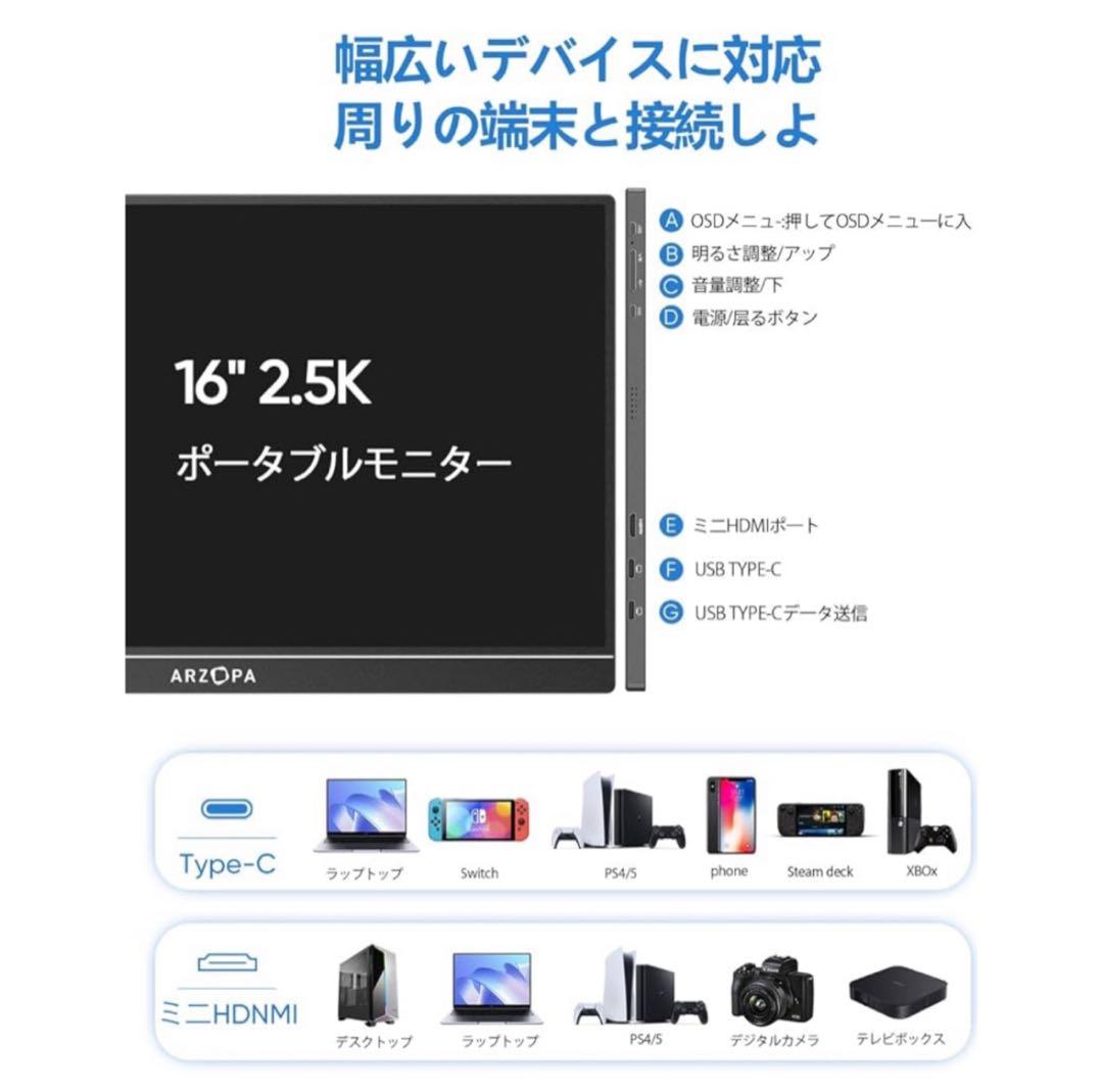 ARZOPA モバイルモニター 16.1インチ Z1C