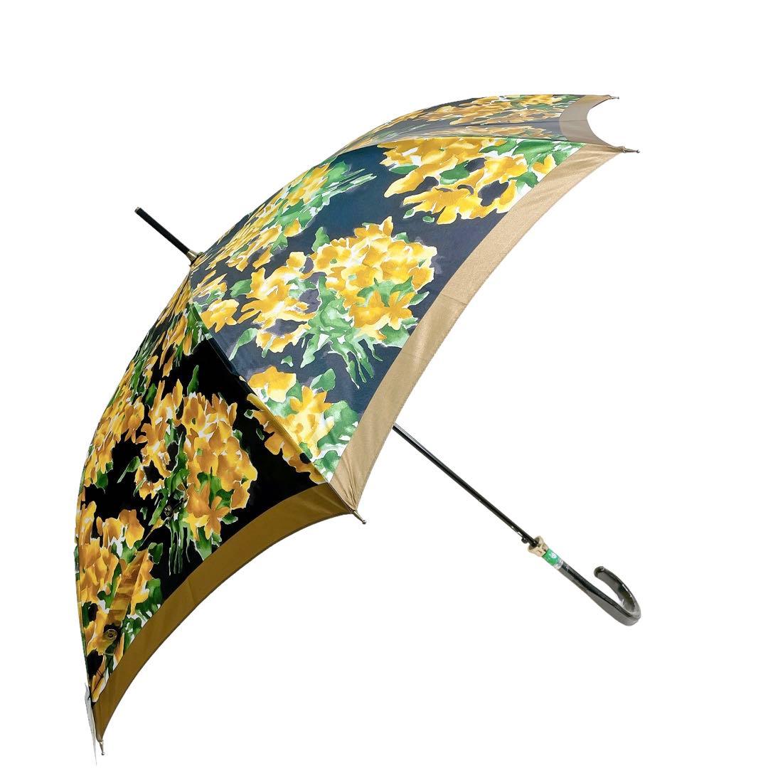 ✨新品未使用✨ イヴサンローラン 長傘 タグ付き 花柄 ブラック イエロー