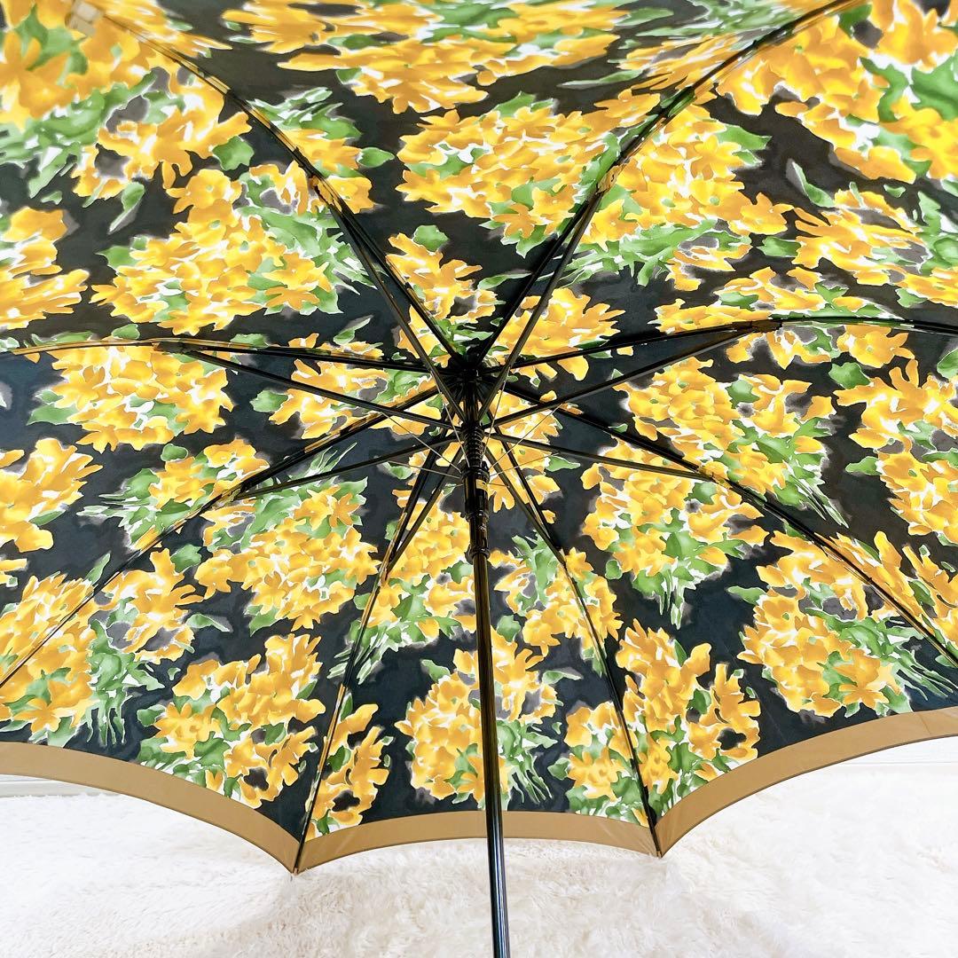 ✨新品未使用✨ イヴサンローラン 長傘 タグ付き 花柄 ブラック イエロー
