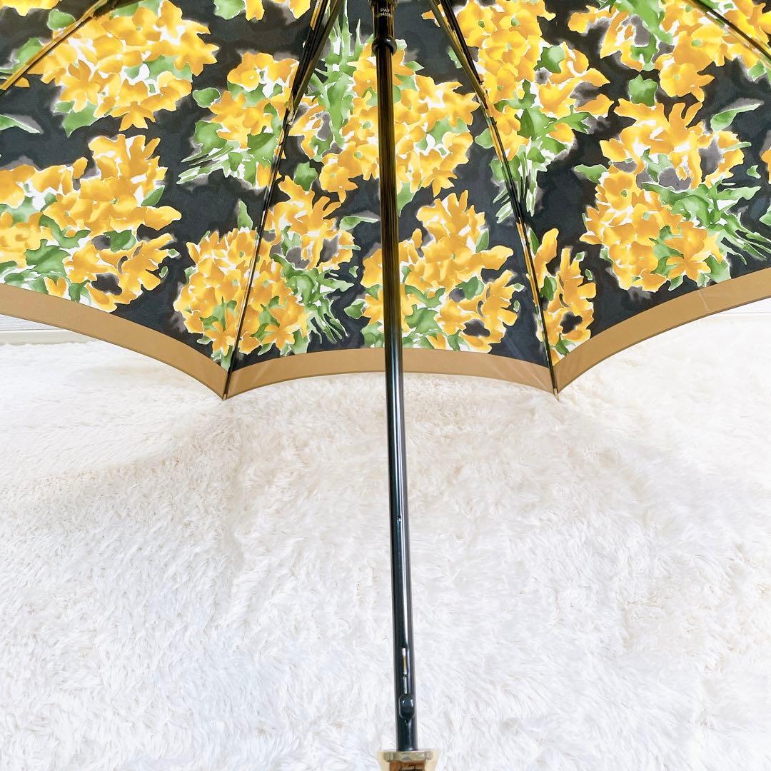 ✨新品未使用✨ イヴサンローラン 長傘 タグ付き 花柄 ブラック イエロー