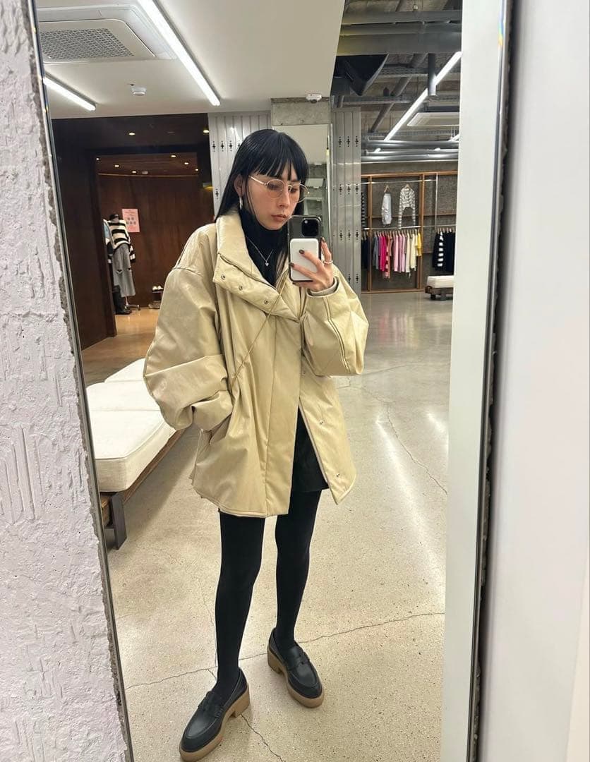 ジャケット・アウター AMERI PASTINGLIKESYNTHETICLEATHERJACKET