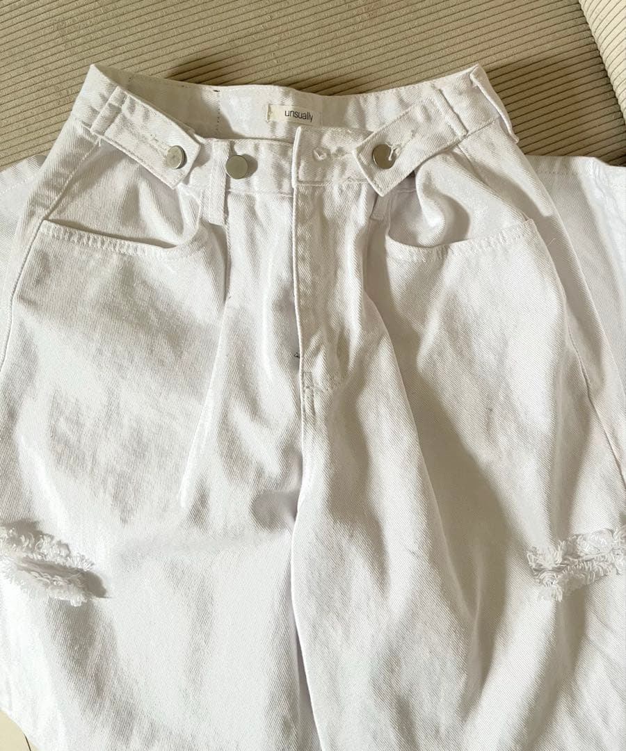 【即購入可◎】unsually damage wide denim