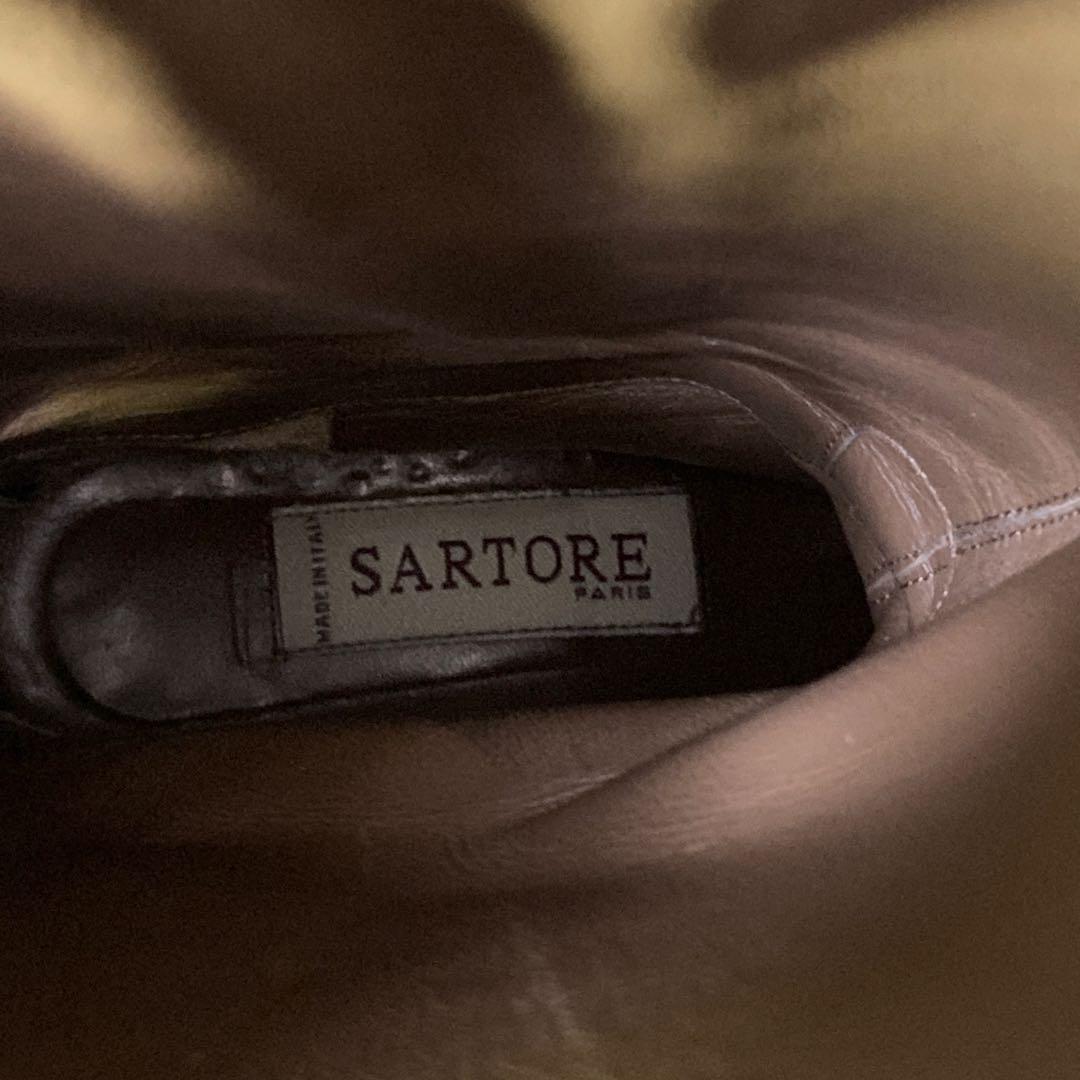 SARTORE ジョッキーブーツ ロングブーツ 本革 38.5 ブラック 黒