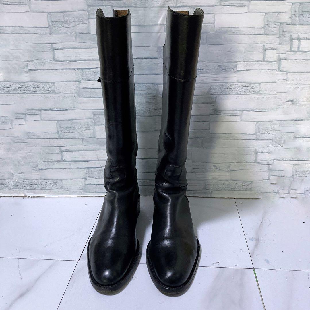 SARTORE ジョッキーブーツ ロングブーツ 本革 38.5 ブラック 黒