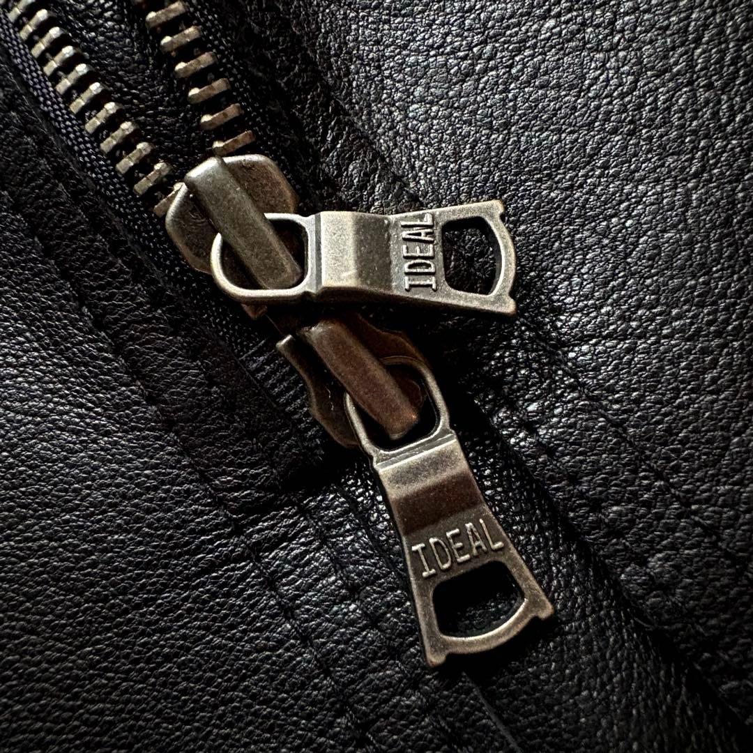 ★羊革★ BUFFALO BOBS ハーフダブル ベスト ジップアップ ジレ 黒