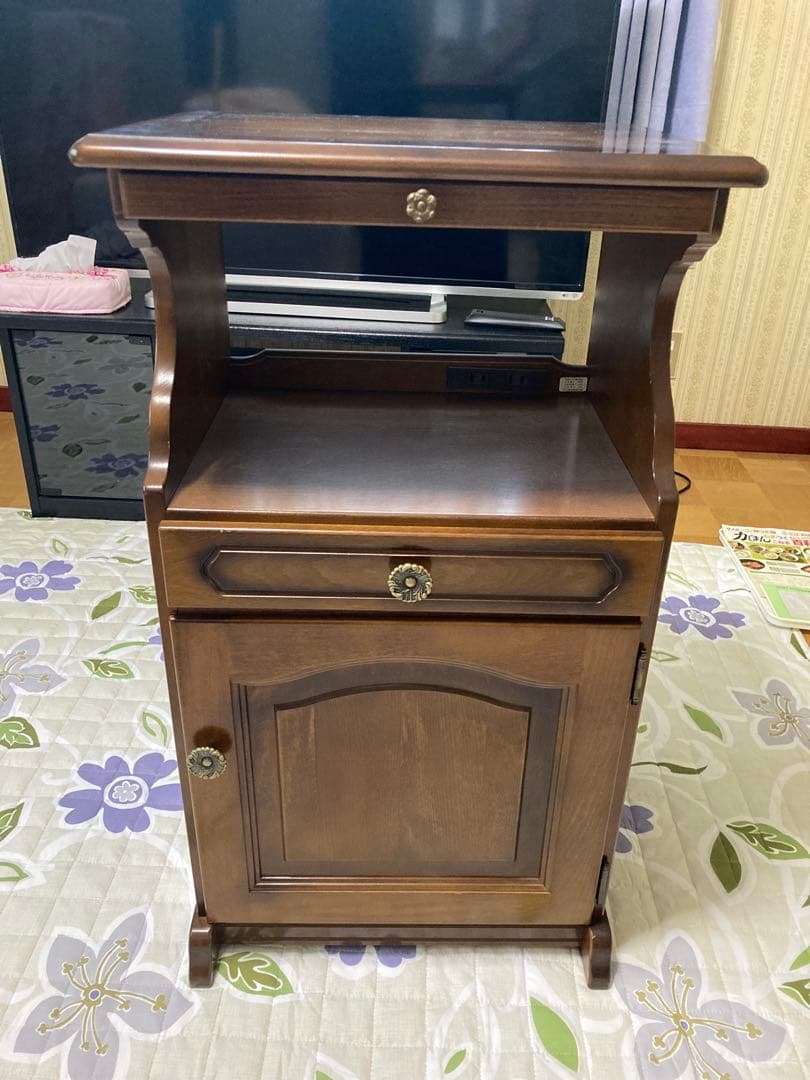 【良品】カリモク社製高級電話台 引き出し付き