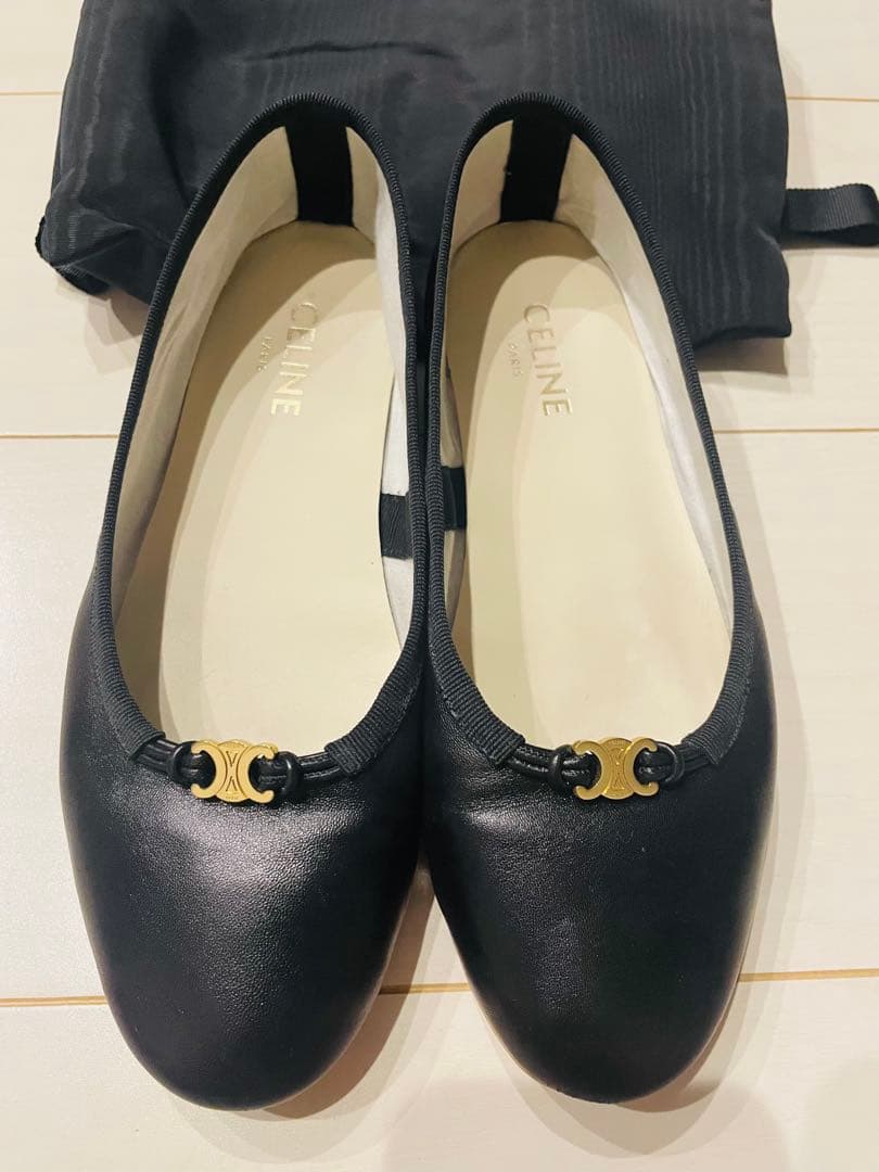 CELINE セリーヌ バレエシューズ 36 レザー ブラック