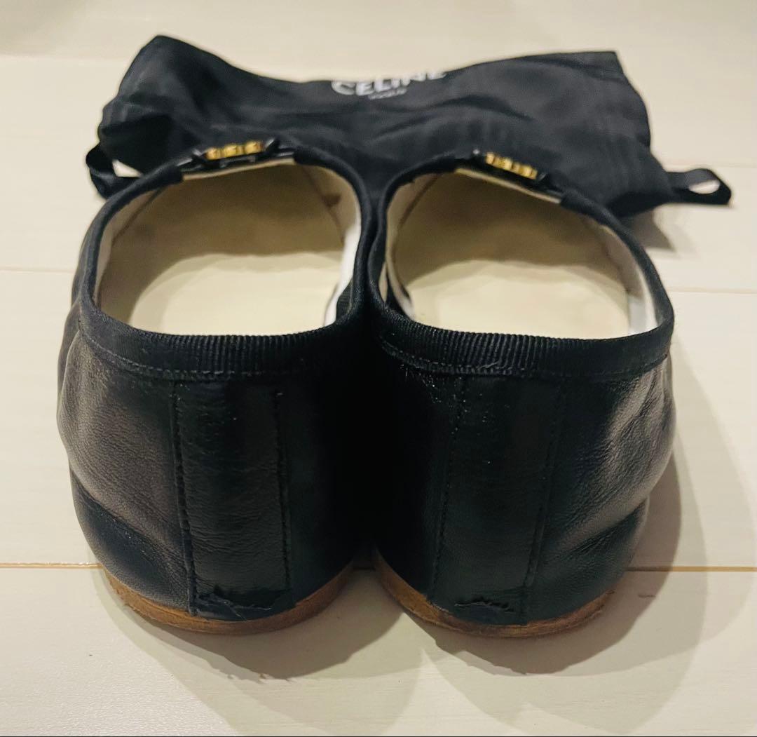 CELINE セリーヌ バレエシューズ 36 レザー ブラック