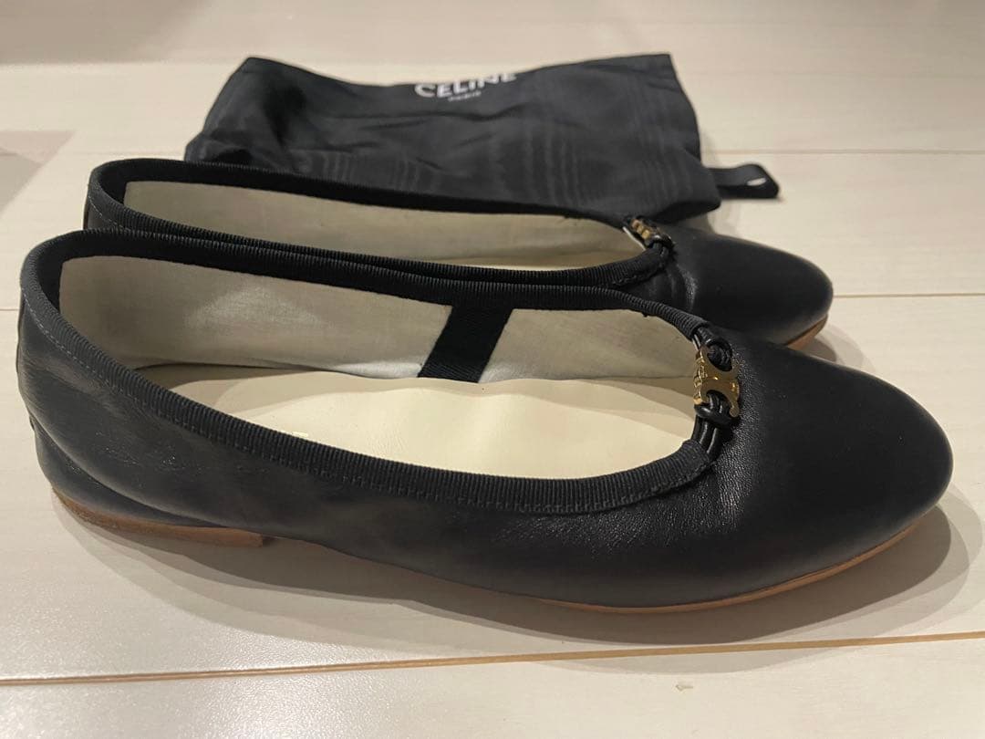 CELINE セリーヌ バレエシューズ 36 レザー ブラック