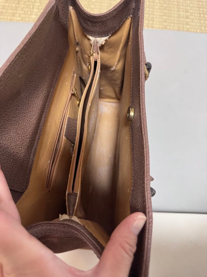 GUCCI バンブーハンドル トートバッグ(スエード、ブラウン)