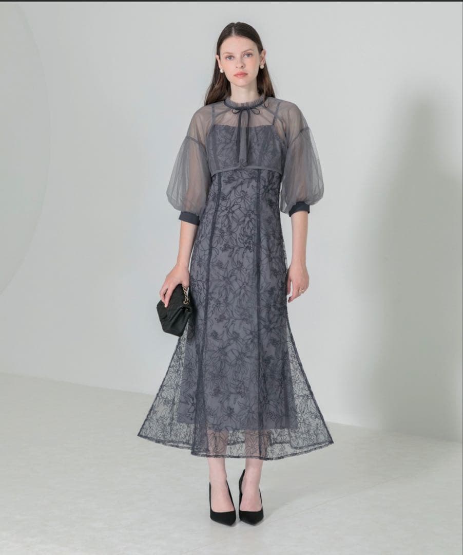 LEJA リボンシアーボレロレースマーメイドワンピースドレス