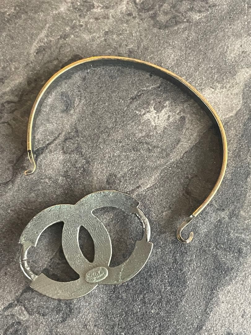 CHANEL ダブルCロゴ バングル　ストーン