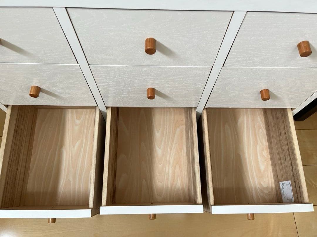 モモナチュラル　３段チェスト　子供部屋　引き出し収納