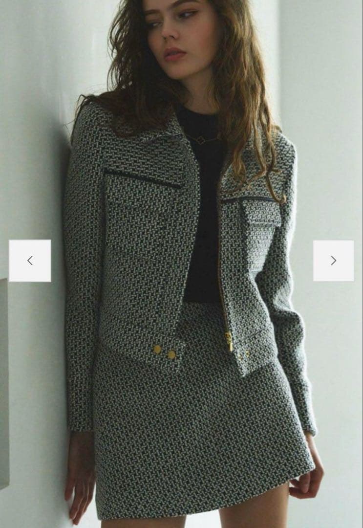 スカート sheller Leather combination tweed skort