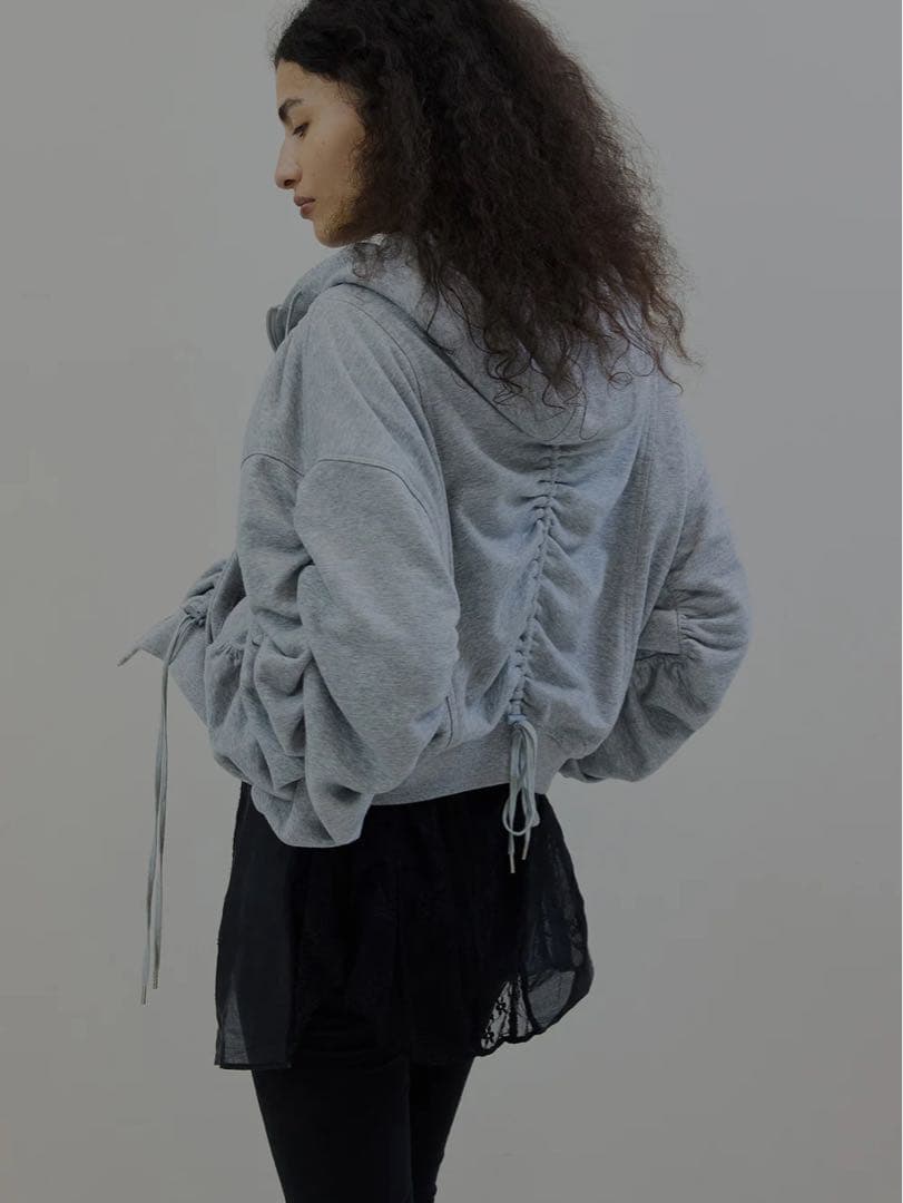 トップス Ameri VOLUME GATHERED ZIP UP HOODIE