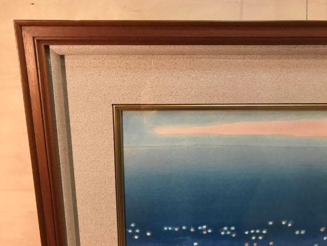 小野竹喬　「京の灯」　木版画　落款・作品証明シール有り