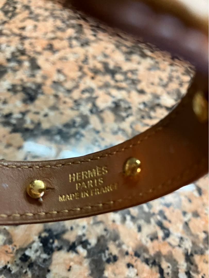 HERMES ブレスレット シェーヌダンクル バングル ブラウン×ゴールド金具