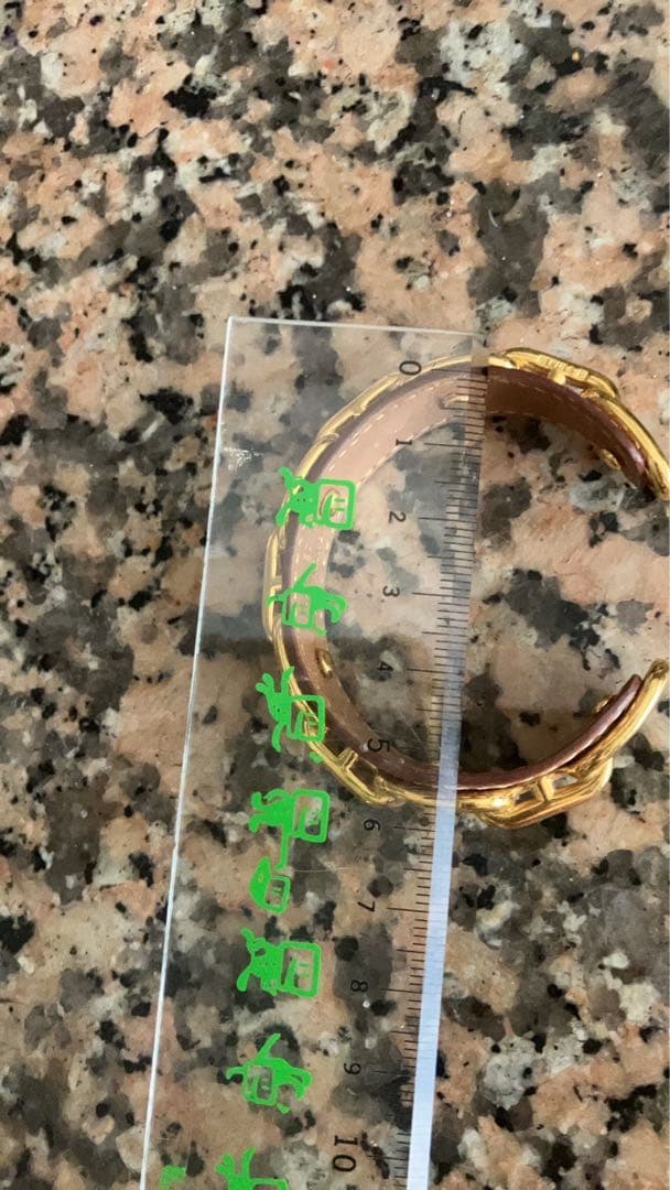 HERMES ブレスレット シェーヌダンクル バングル ブラウン×ゴールド金具