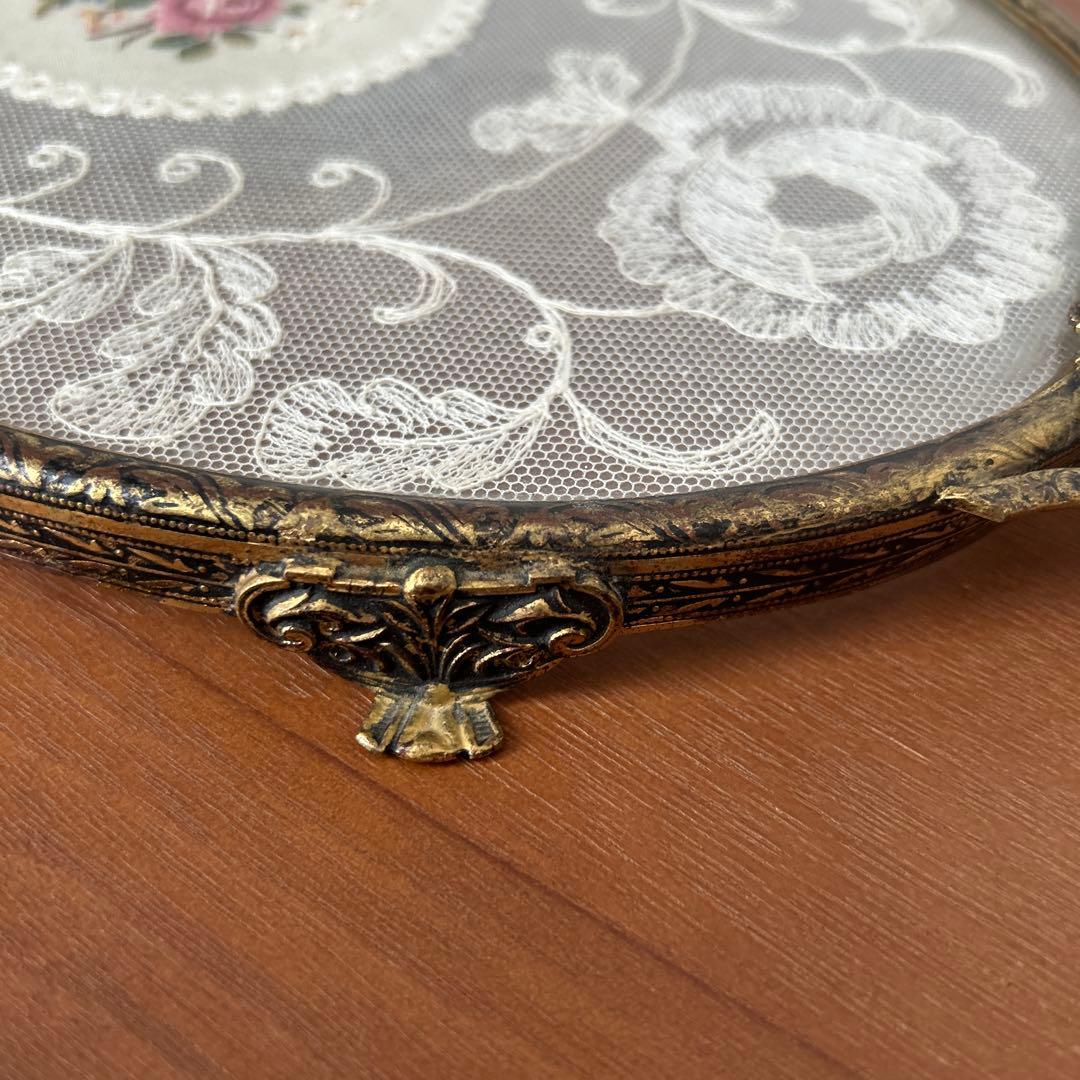 【匿名配送】ドレッシングトレイ　プチポワン　バラ　アンティーク　雑貨