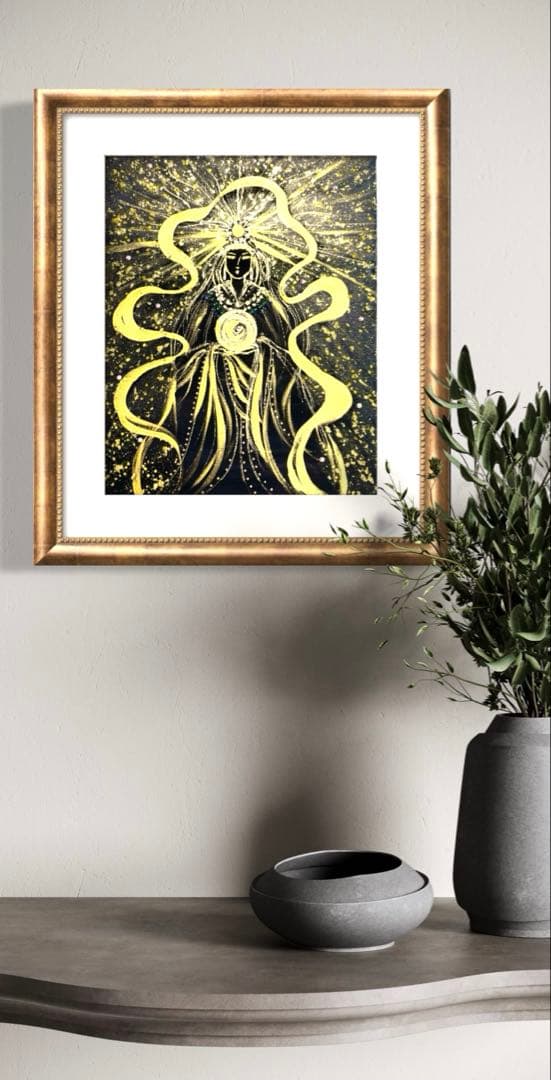 開運絵画　龍神様　眼　天照大神　24金金箔