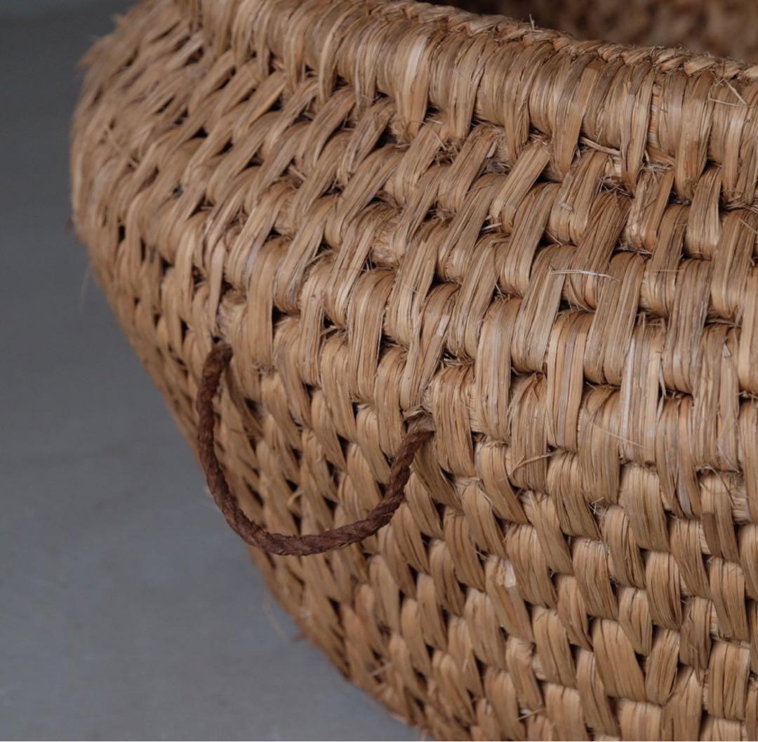 天然素材 手編みバスケット アンティーク　ゆりかご　ニューボーンかご