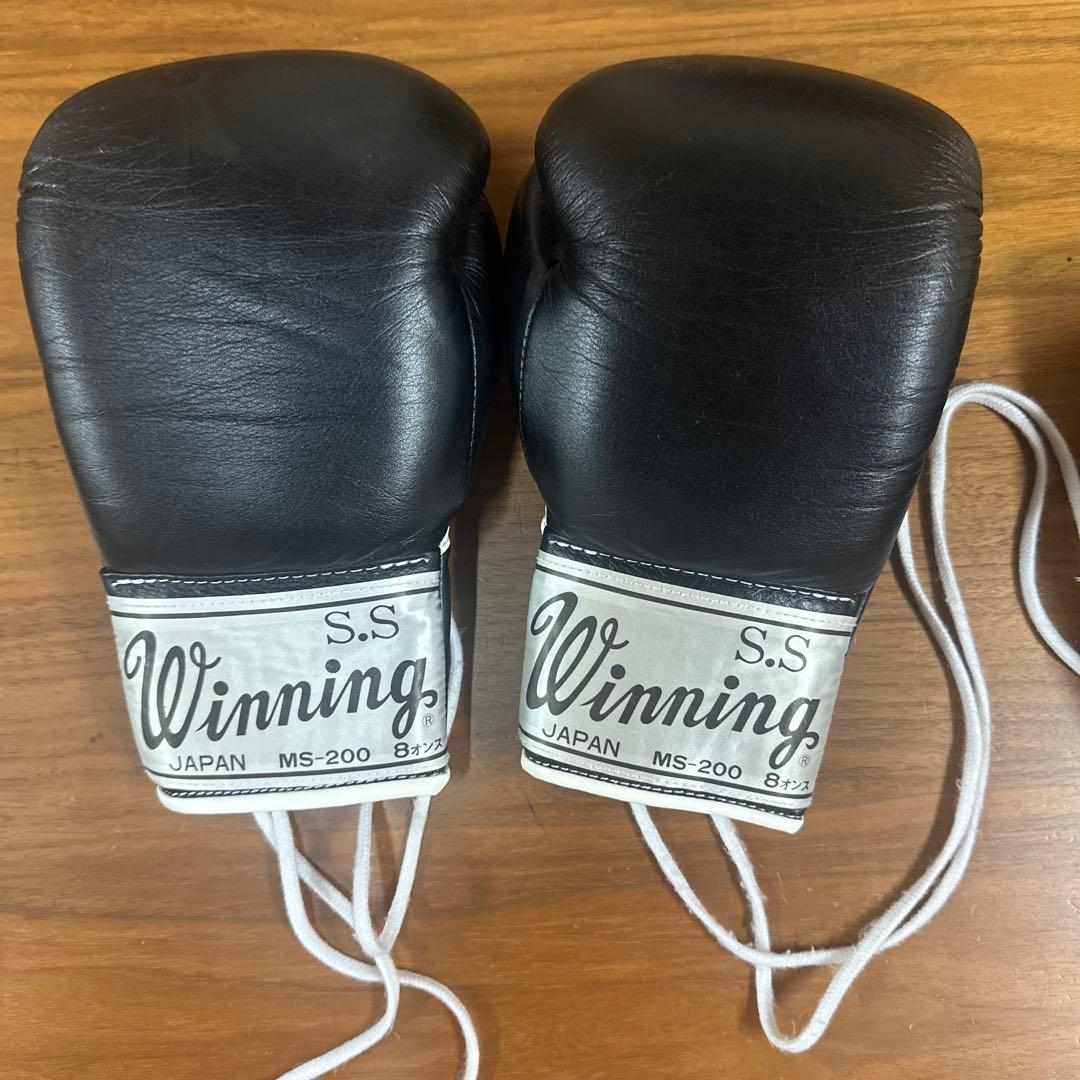 て*う様 【希少レア!】旧ロゴ・シルバーラベル ウイニンググローブ 黒 ８oz