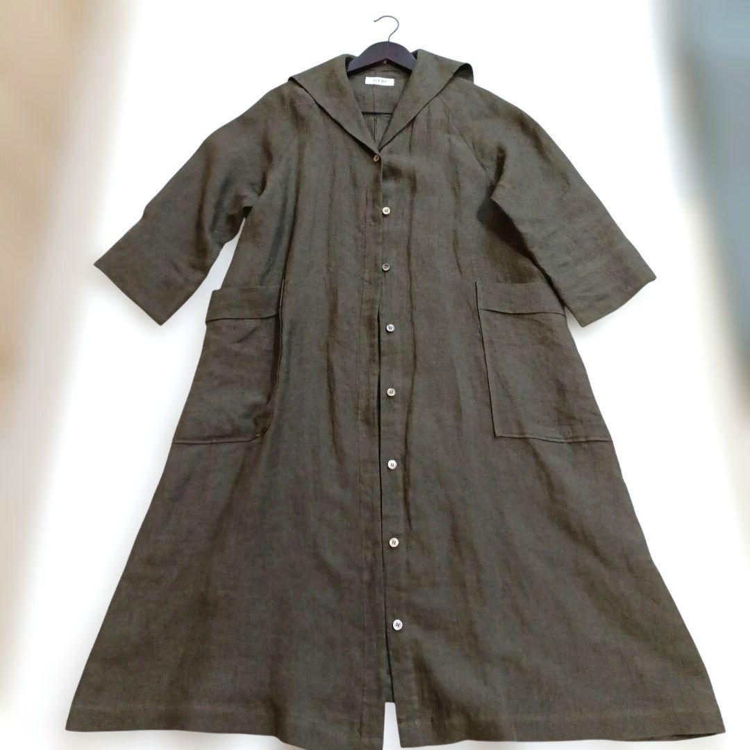 美品　ロワズィール グランジリネン100% ワンピースセーラーカラー 2way