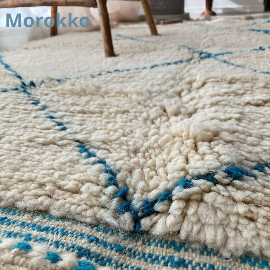 モロッコ111×171◇ダイヤ◇ ベニワレン　エメラルド　トルコヴィンテージラグ